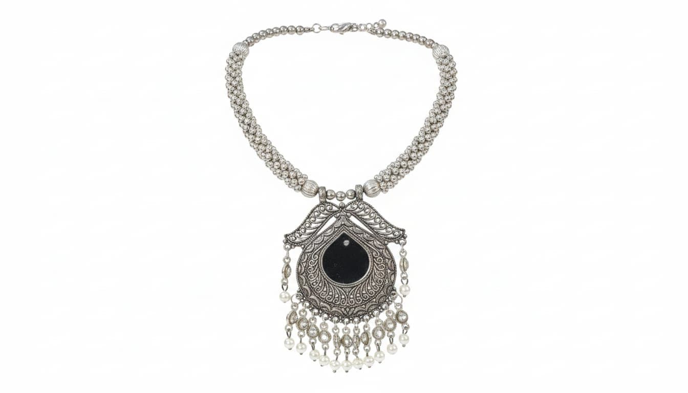Oxidised Mirror Rajasthani Necklaces