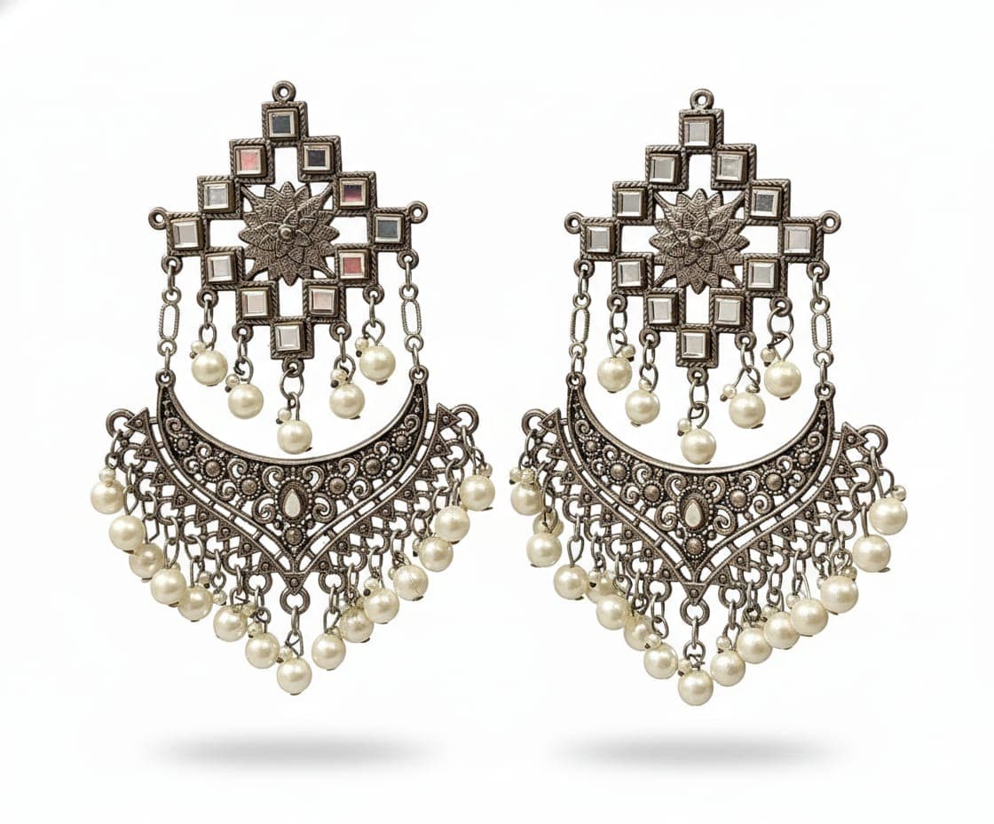 Oxidised Rajwada Style Earrings